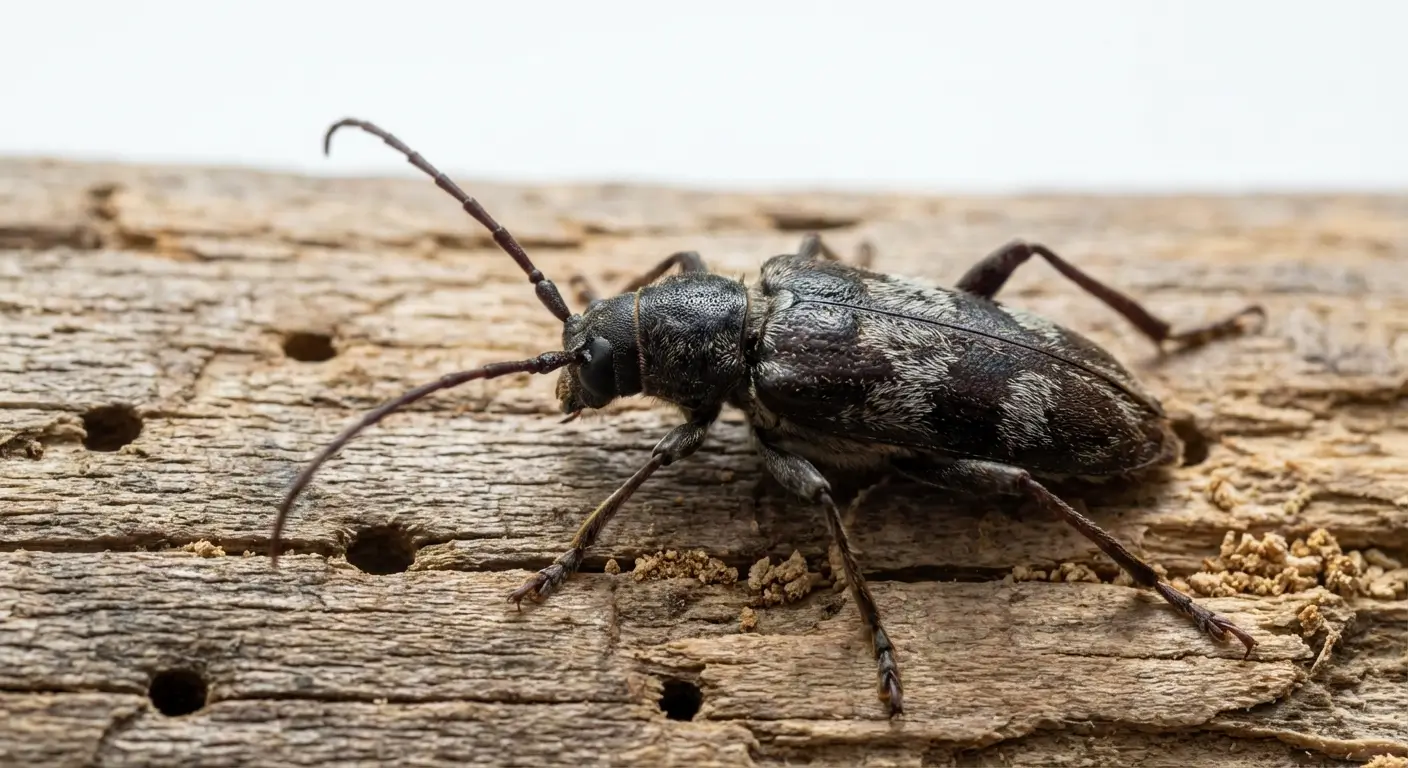 Dégâts causés par le capricorne des maisons sur une charpente en bois