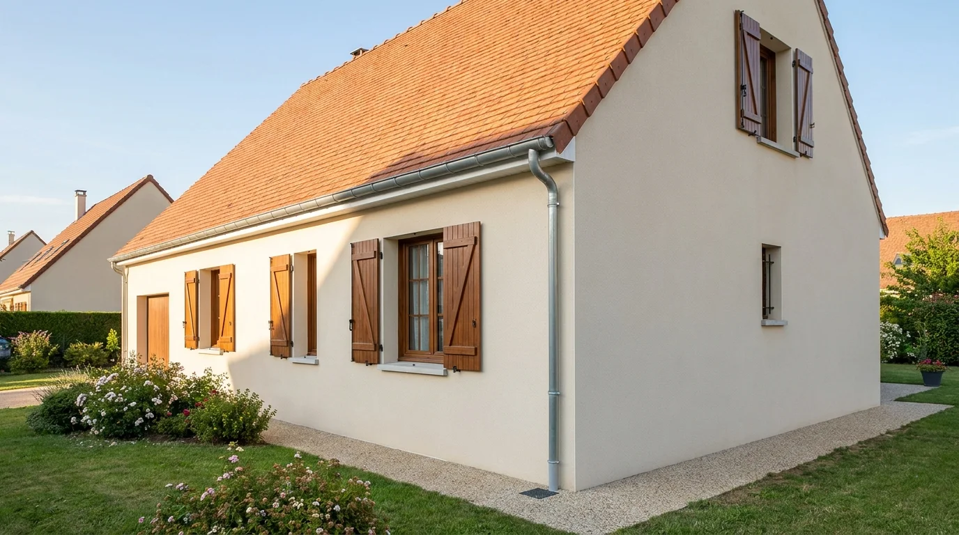 Gouttiere aluminium laquee posee le long de la toiture par Zimmermann