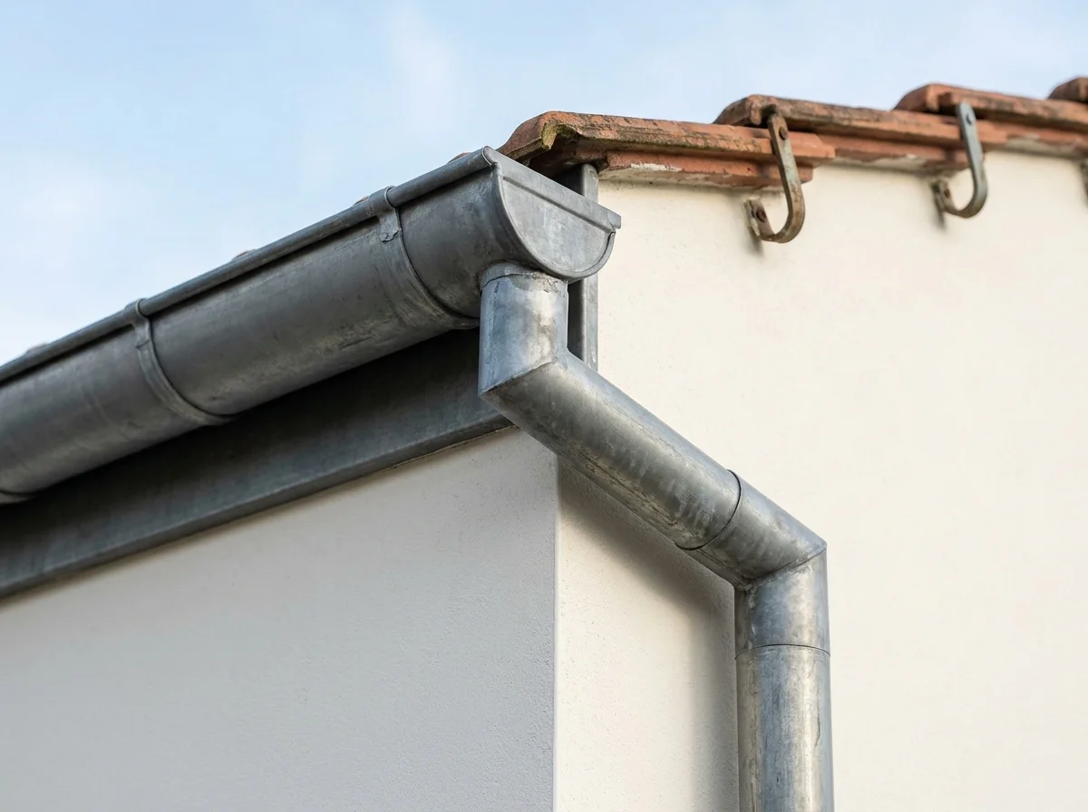 Pose de descente zinc avec coude et jonction par Zimmermann