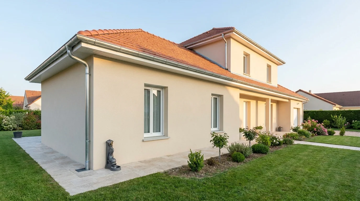 Maison renovee avec systeme complet de gouttieres et descentes posees par Zimmermann dans les Yvelines